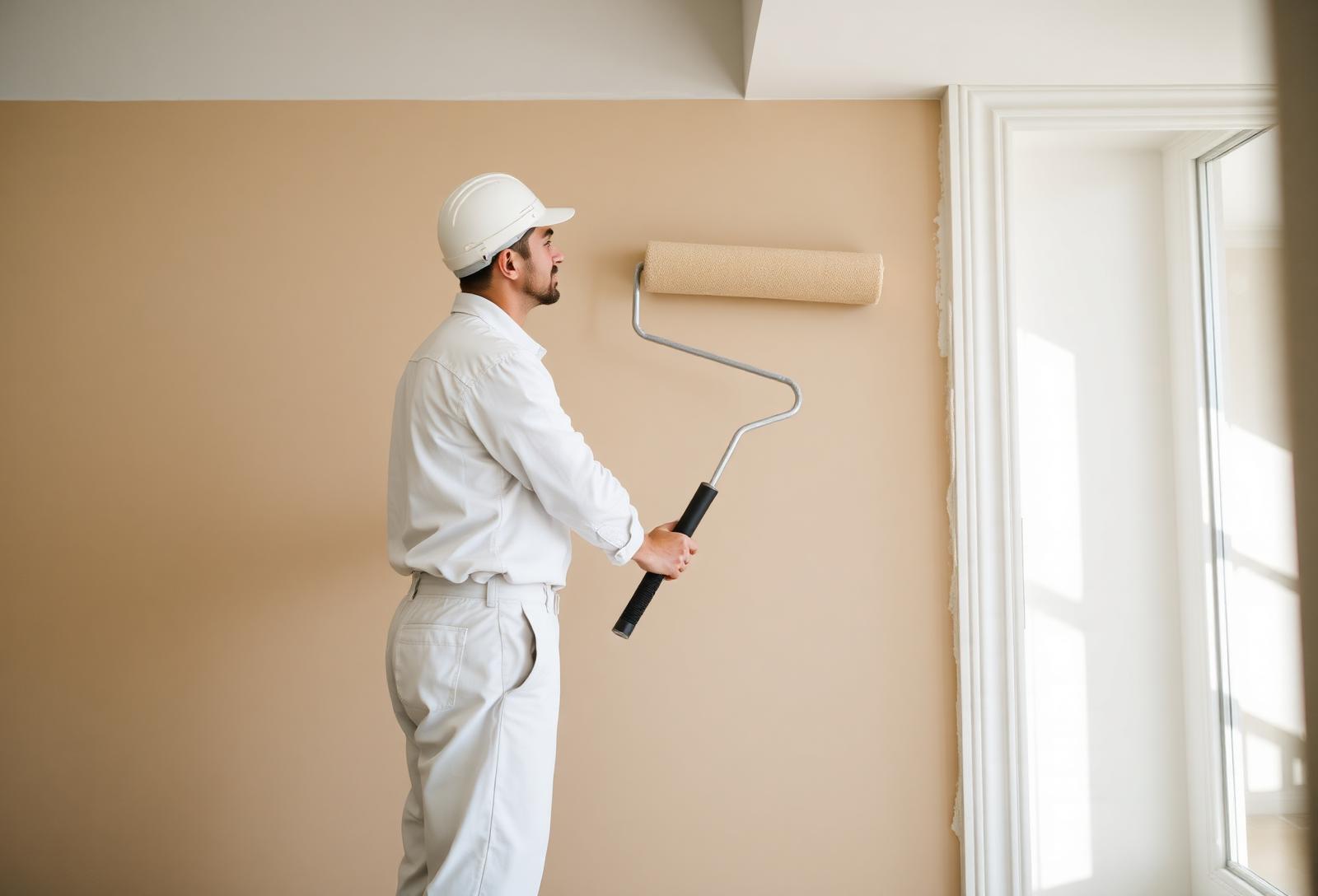 Painter Pop Design painter applying fresh paint to an interior wall in Alhambra